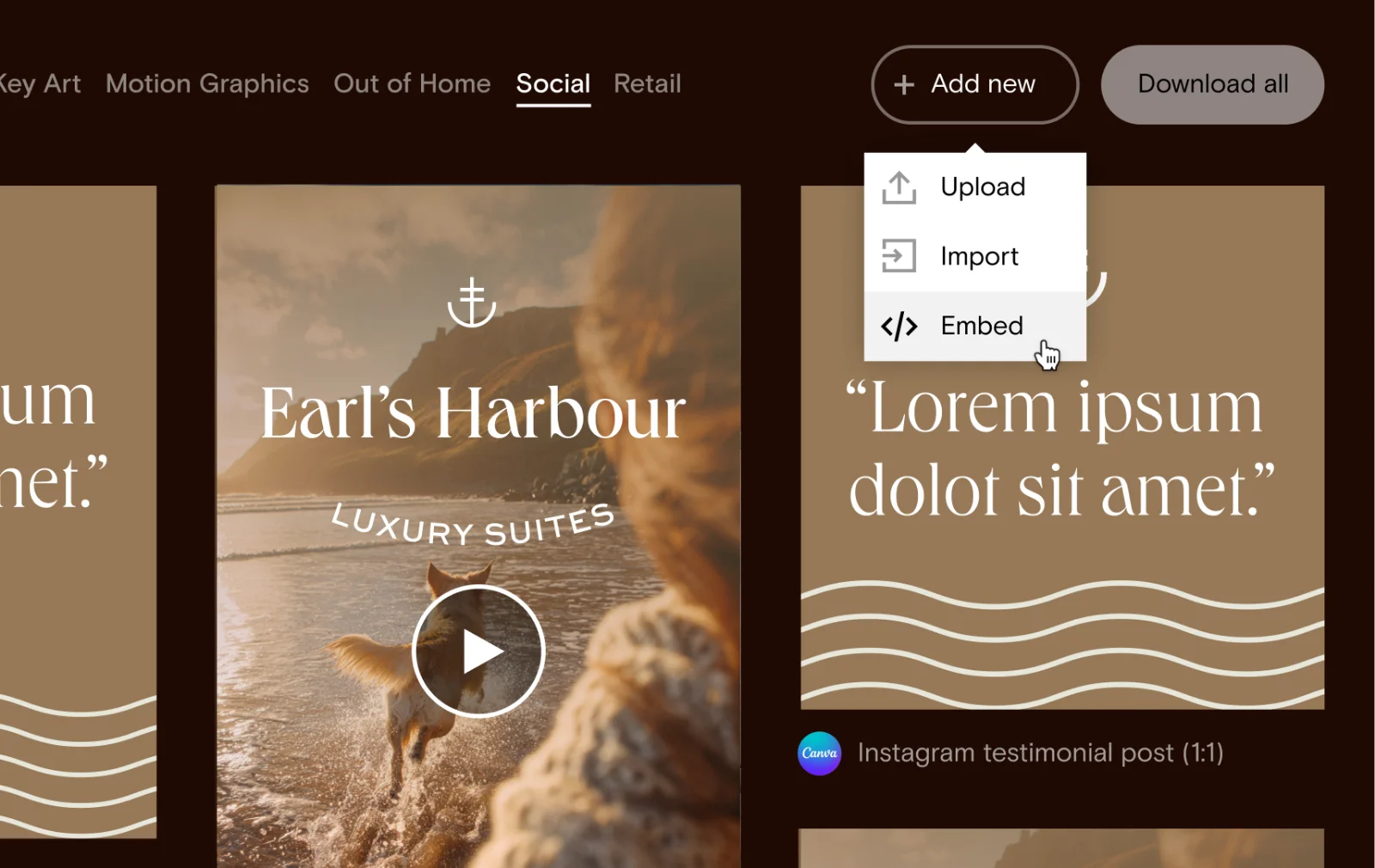 A folder block in Niice mixing uploaded files with embeds from Figma, Google Slides, Dropbox and Framer.