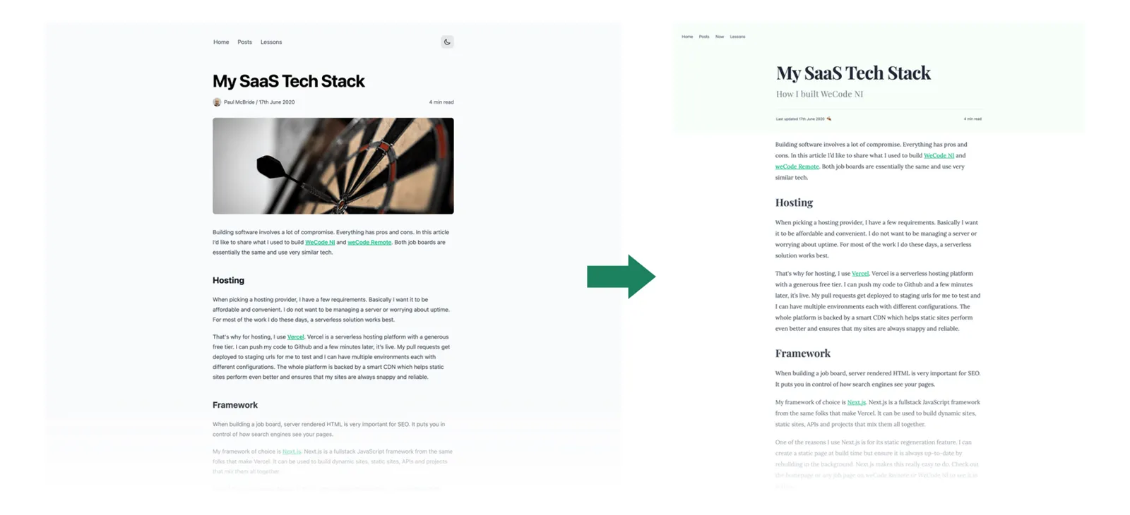 A redesigned personal website with a mini-blog section.