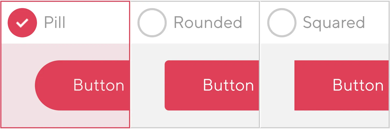 A row of customisable button styles.